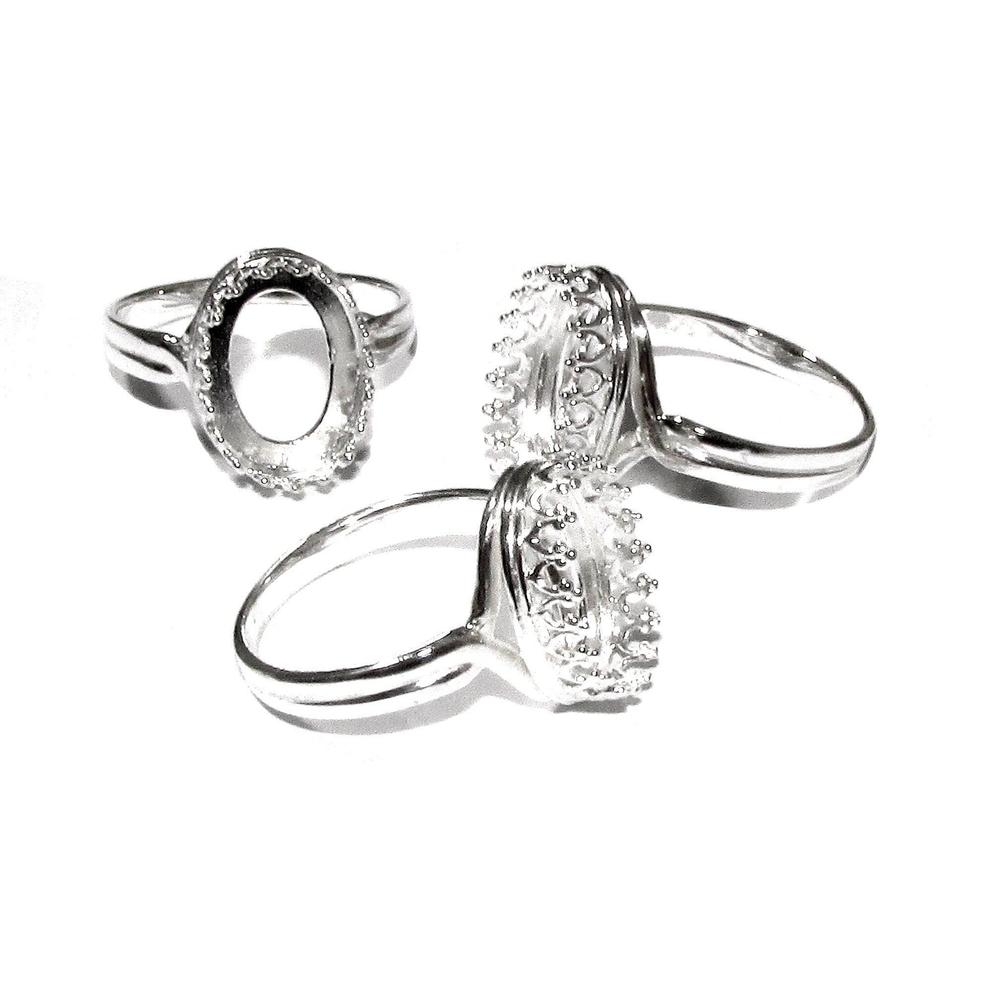 10x14 mm 925 sterling silver blank ring with bezel cup size 5, 6, 7, 8, silver ring, bezel cup, silver, base ring, Jewelry making - 1 piece