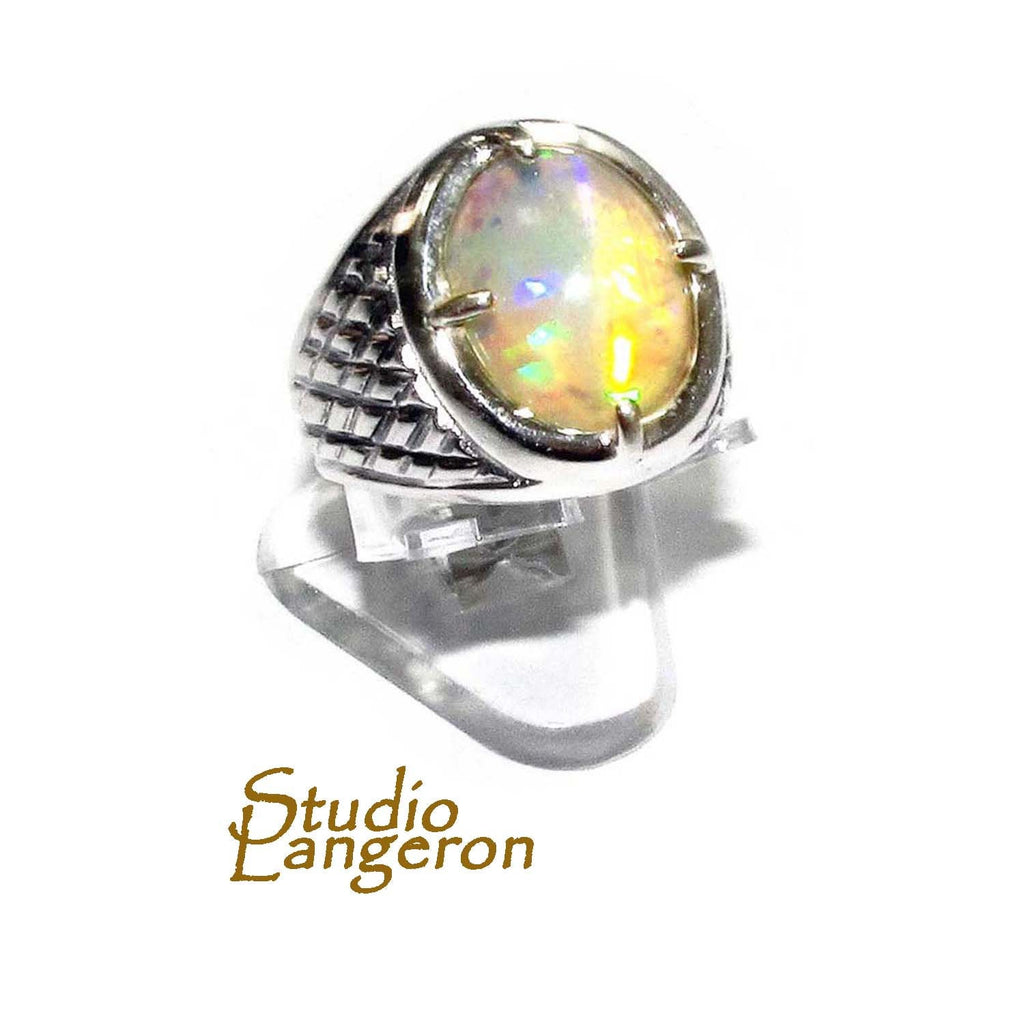 Statement Natural welo opal ring 925 sterling silver size 6 1/2, Handmade ring, single copy, sterling silver, Welo opal, silver ring