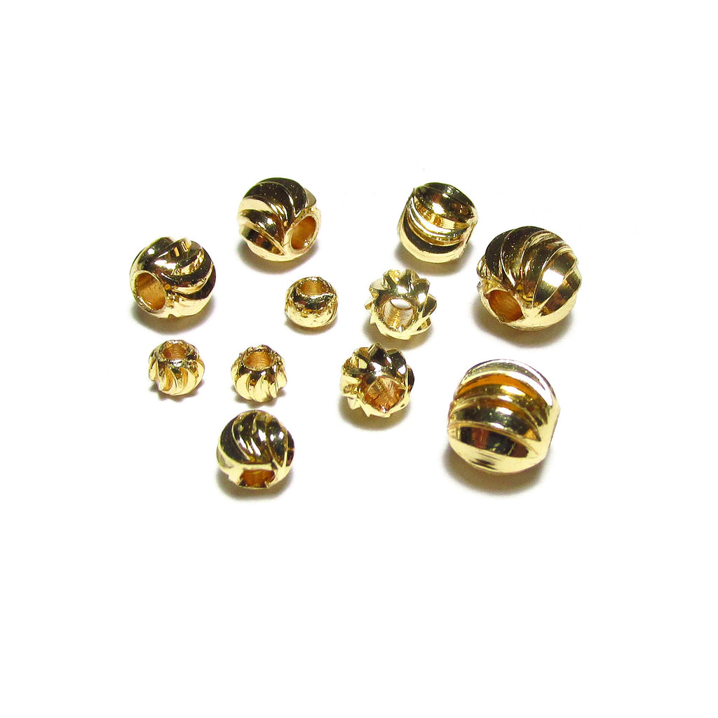 14K yellow gold filled diamond cut beads size 3, 4, 5, 6, 7, 8 mm, round gold filled beads, Jewelry making, diamond cut beads - 1 piece