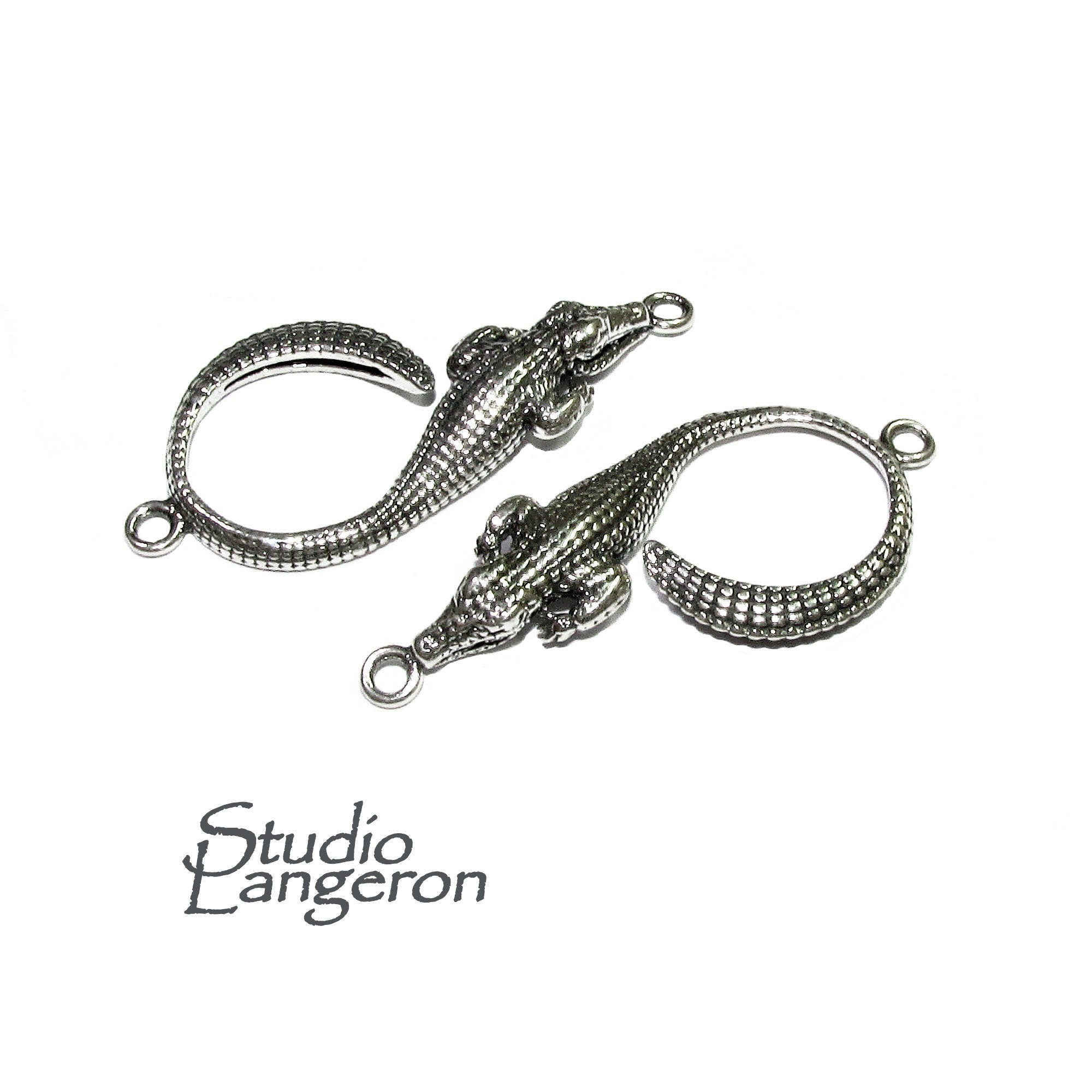 925 Sterling silver large connector 4.1x1.8 cm, silver connector, Connector Crocodile, Link Connector, Link, Jewelry making - 1 piece