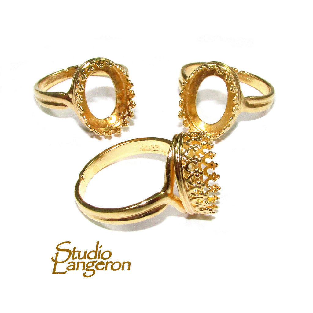 14K Yellow gold filled open base ring with oval bezel cup 10x14 mm, Blank ring, ring gold filled, Jewelry making, 14K gold filled - 1 piece