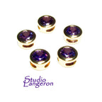 14K yellow gold filled decorative round beads with amethyst size 5.4x3.2 mm, Jewelry making, Gold filled beads, amethyst - 1 piece