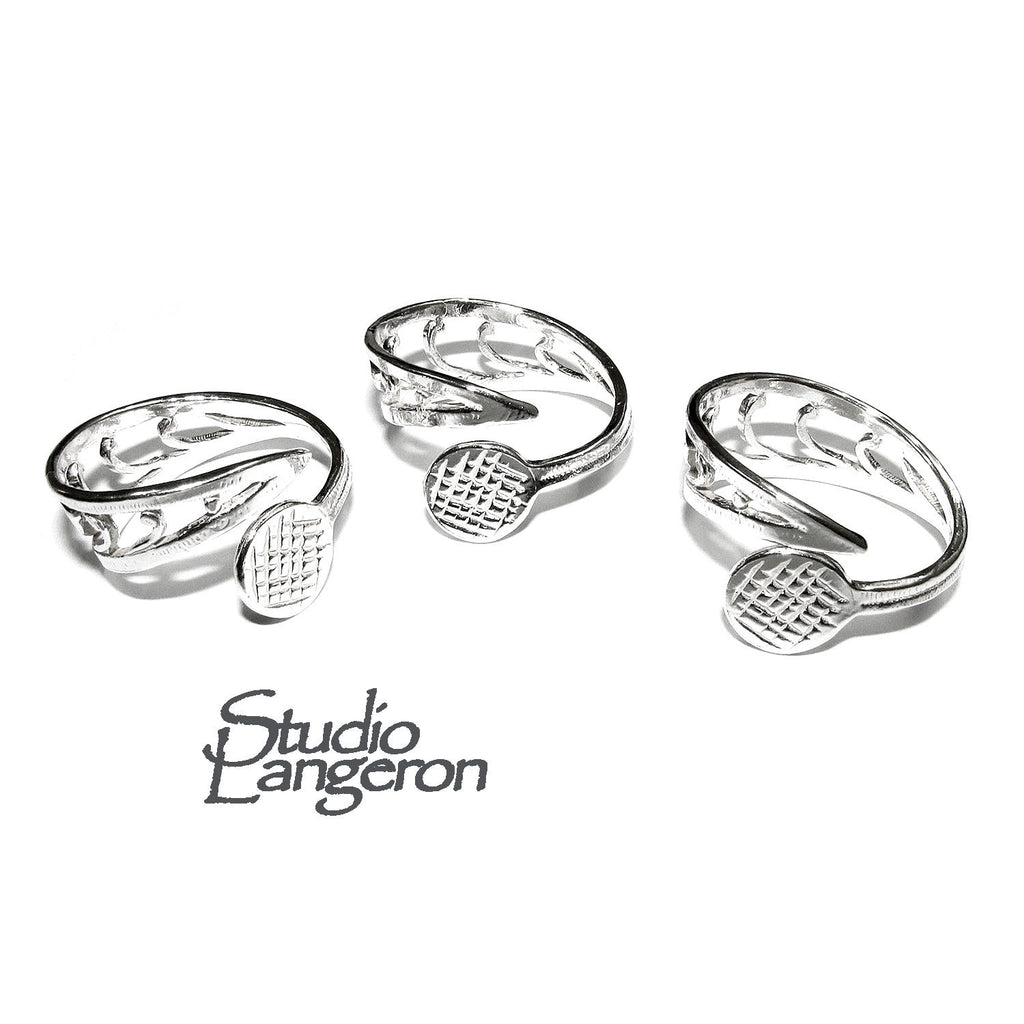 925 sterling silver open blank ring with a platform for gluing size 9 mm, silver ring, base ring, Setting, Jewelry making, gluing - 1 piece
