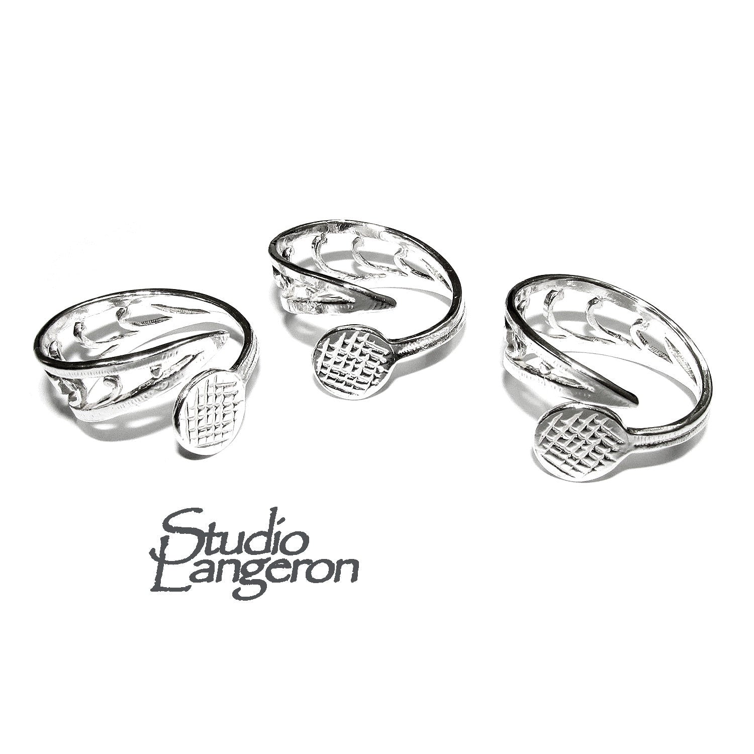 925 sterling silver open blank ring with a platform for gluing size 9 mm, silver ring, base ring, Setting, Jewelry making, gluing - 1 piece