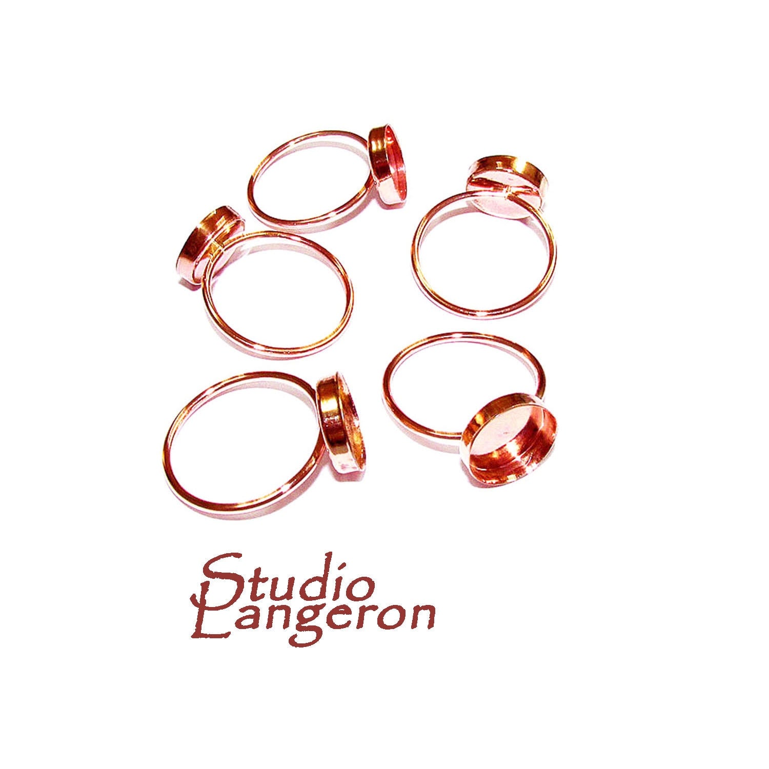 14K Rose solid gold blank ring with bezel cup 10 mm size 4 - 11, Base ring, Rose gold ring, bezel cup, Jewelry making, Setting - 1 piece