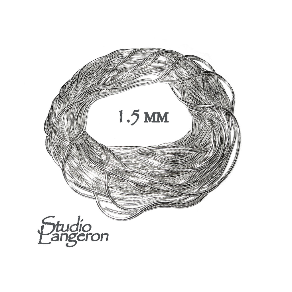 925 Sterling Silver snake beading chain thickness 1.5 mm, beading snake chains, Jewelry making, silver chains, beading chains - 1 Ft (30 cm)
