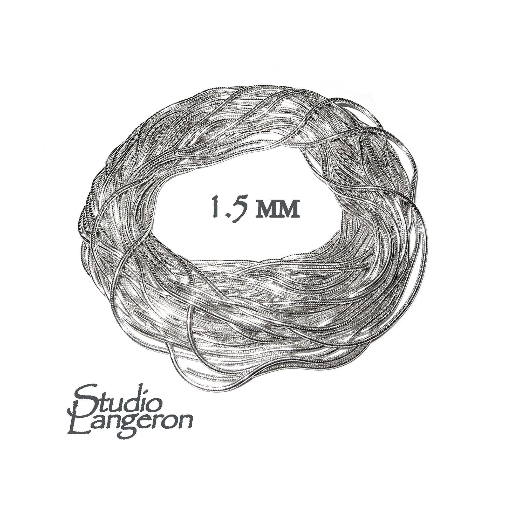 925 Sterling Silver snake beading chain thickness 1.5 mm, beading snake chains, Jewelry making, silver chains, beading chains - 1 Ft (30 cm)