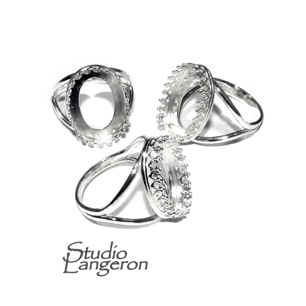 13x18mm 925 sterling silver blank ring with bezel cup size 5, 6, 7, 8, silver ring, bezel cup, mounting, base ring, Jewelry making - 1 piece
