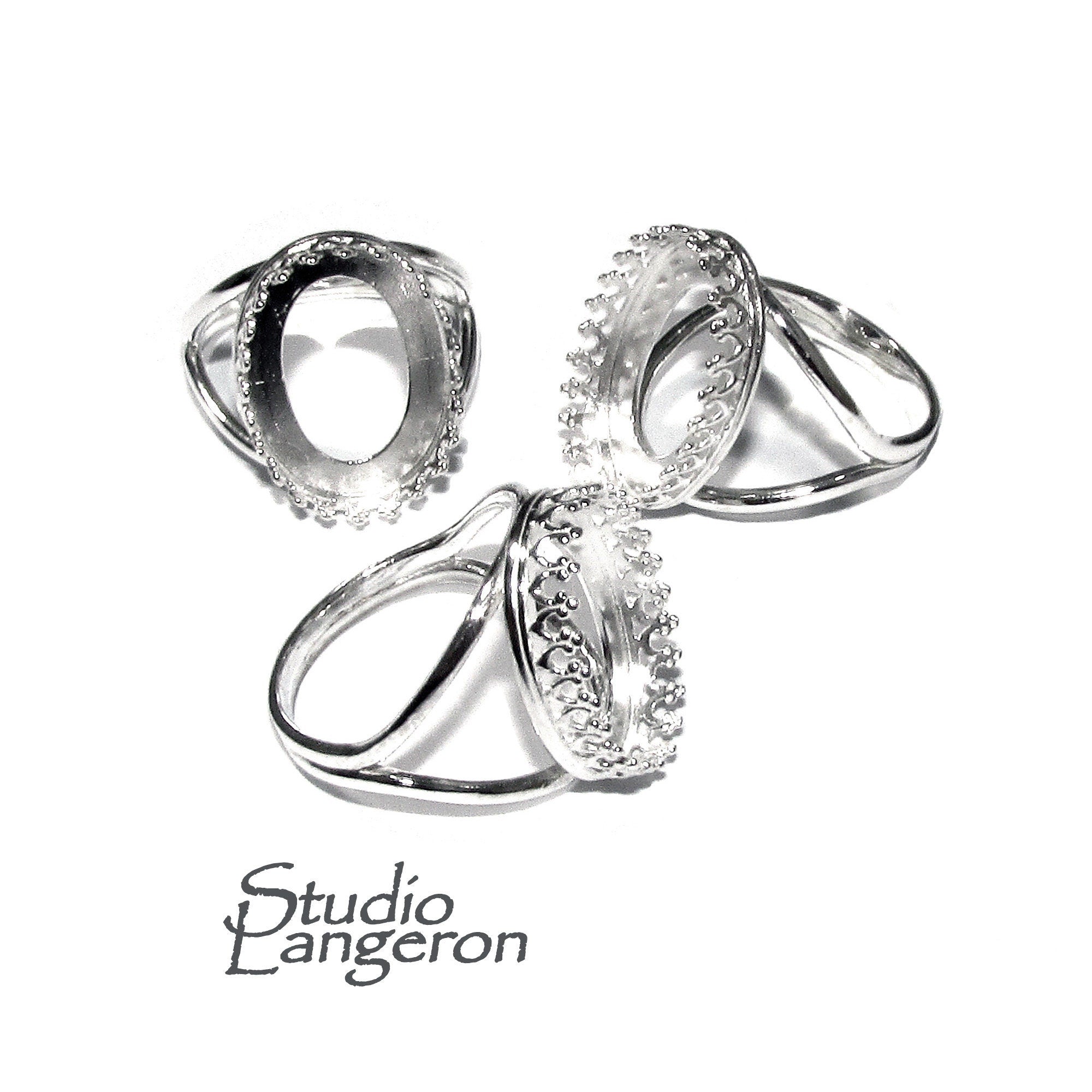 13x18mm 925 sterling silver blank ring with bezel cup size 5, 6, 7, 8, silver ring, bezel cup, mounting, base ring, Jewelry making - 1 piece