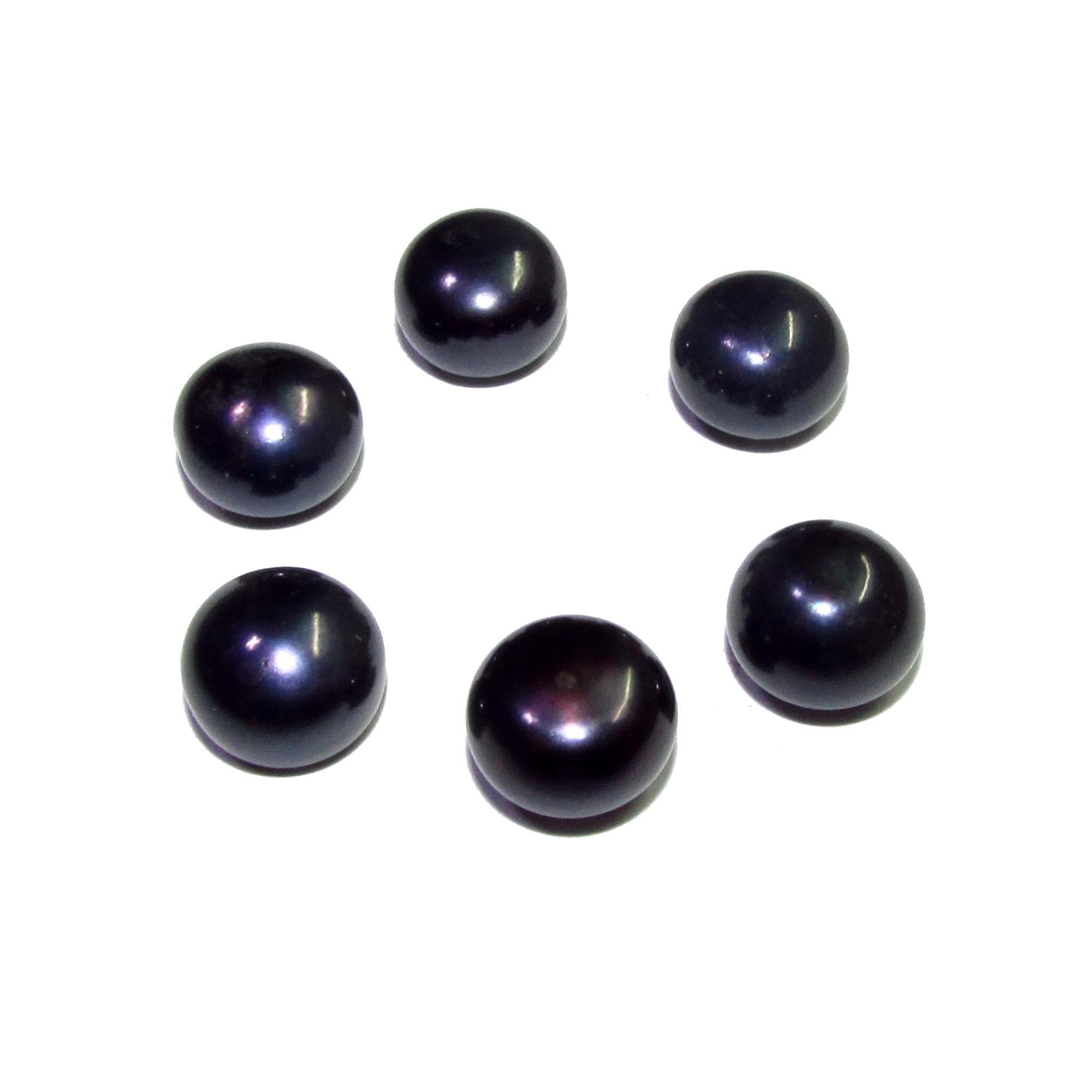 8 mm black pearls half-drilled Cabochon, Natural Pearl, black pearls Gemstone, Round pearl, Jewelry making, ring, earrings - 1 piece