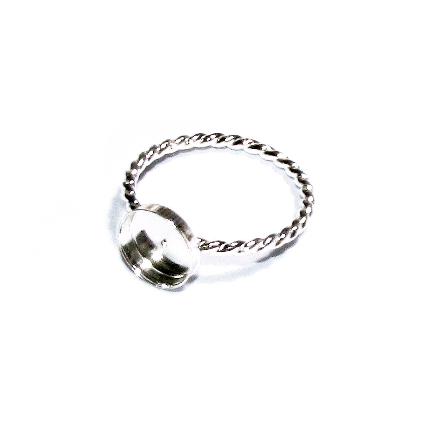 925 sterling silver twisted blank ring with bezel cup 7 mm size 4, 5, 6, 7, 8, 9, 10, 11, bezel cup, base ring, Jewelry making - 1 piece