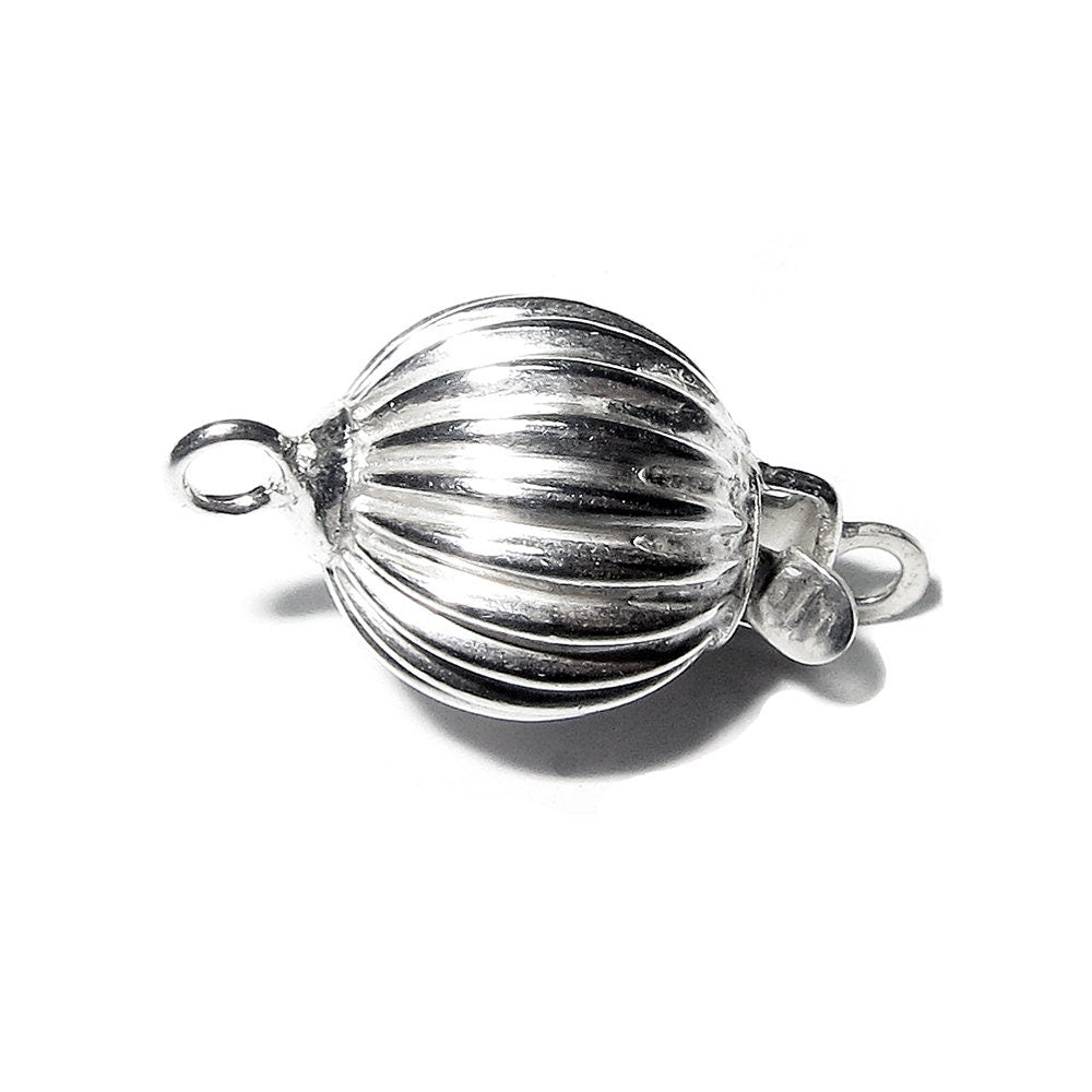 925 Sterling silver Bead Corrugated Safety Clasp size 6 mm, Silver bead clasp, Jewelry making, Silver Clasp, 925 Sterling silver - 1 piece