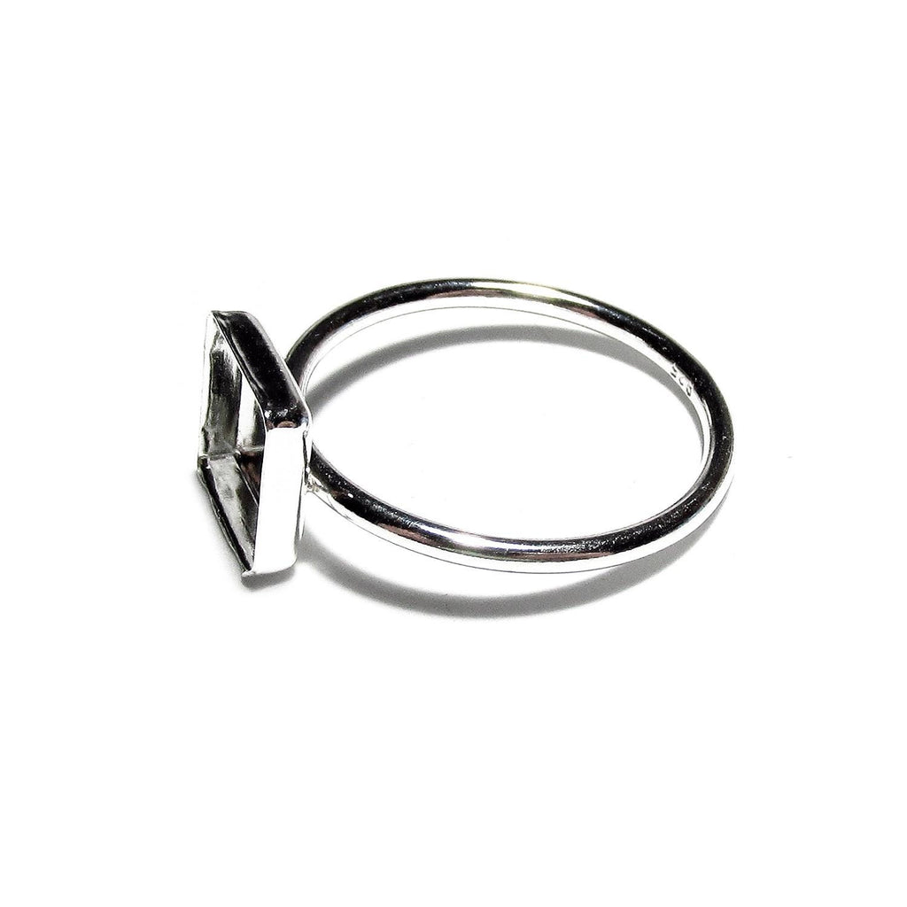 925 sterling silver blank ring with bezel cup 8x8mm size 4, 5, 6, 7, 8, 9, 10, 11, silver ring, bezel cup, setting, base ring - 1 piece