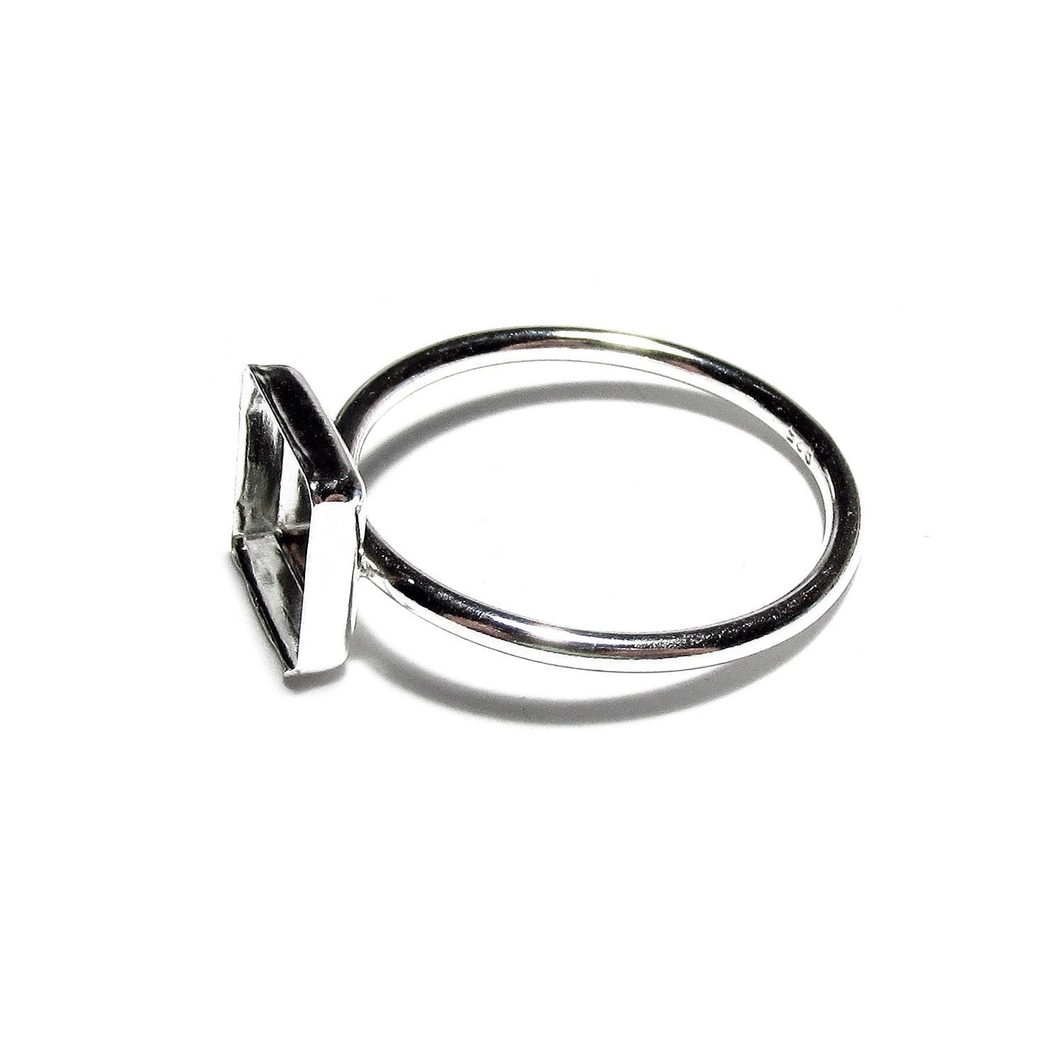 925 sterling silver blank ring with bezel cup 8x8mm size 4, 5, 6, 7, 8, 9, 10, 11, silver ring, bezel cup, setting, base ring - 1 piece