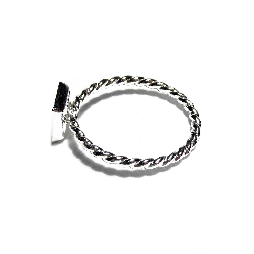 925 sterling silver twisted blank ring with bezel cup 6x6mm size 4, 5, 6, 7, 8, 9, 10, 11, bezel cup, base ring, Jewelry making - 1 piece