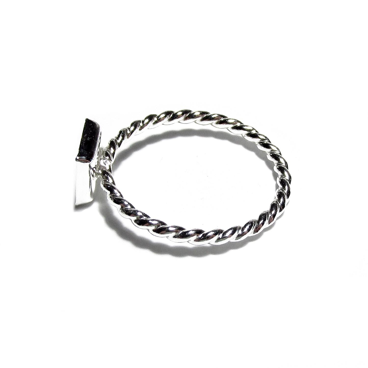 925 sterling silver twisted blank ring with bezel cup 6x6mm size 4, 5, 6, 7, 8, 9, 10, 11, bezel cup, base ring, Jewelry making - 1 piece