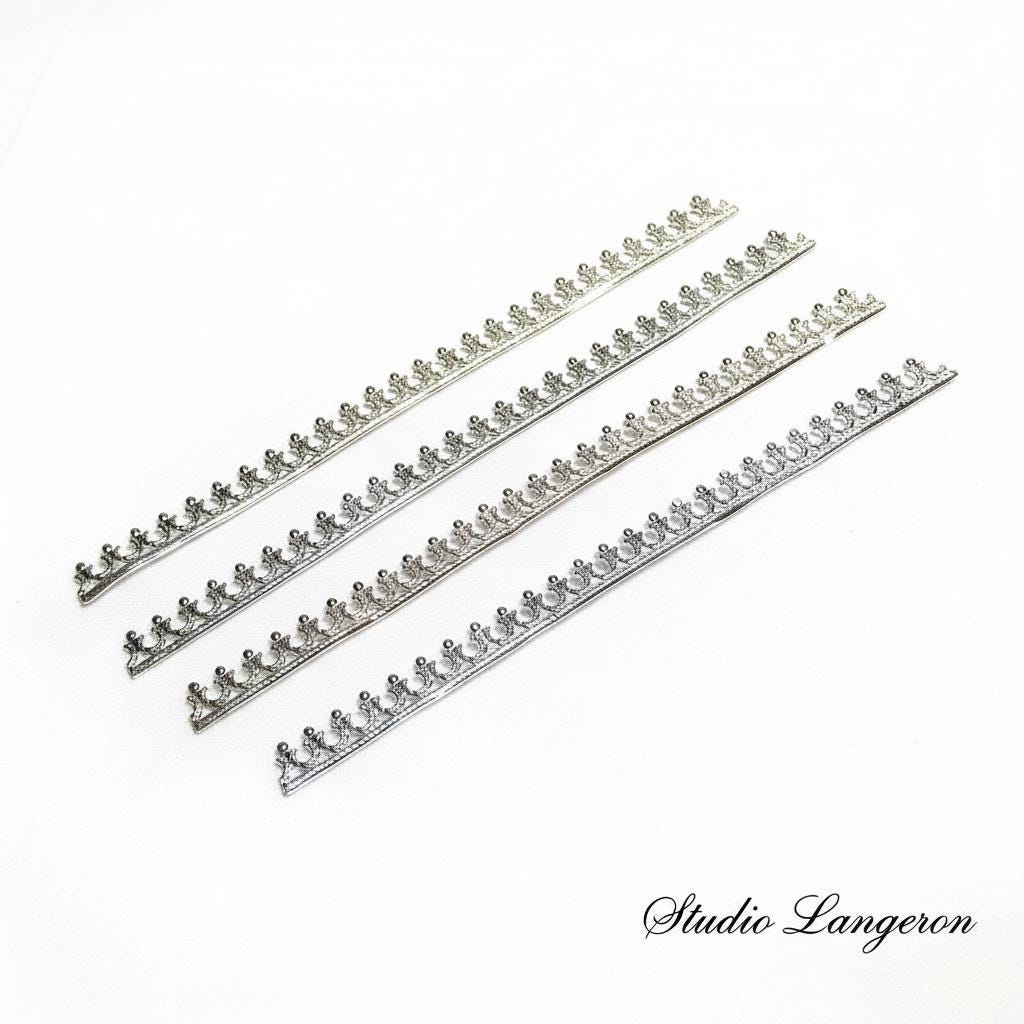 1 piece - 999 Fine silver Casted Bezel wire size 6.2x0.4 cm (2.4 inch), Gallery wire, Setting silver, Gallery pattern, Jewelry making