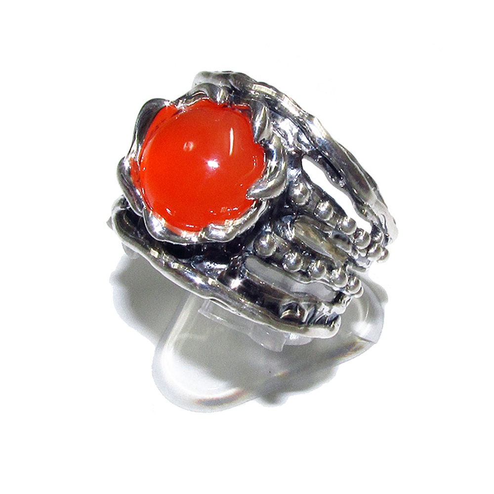 Statement Natural opal ring 925 sterling silver size 8 1/2, Handmade ring, single copy, sterling silver, Orange opal, silver ring, gemstone
