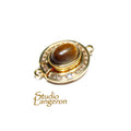 14K Yellow gold filled Magnetic Clasps with tiger's eye size 18.5x13.0mm, Magnetic clasps, Jewelry making, Gold filled clasp - 1 piece