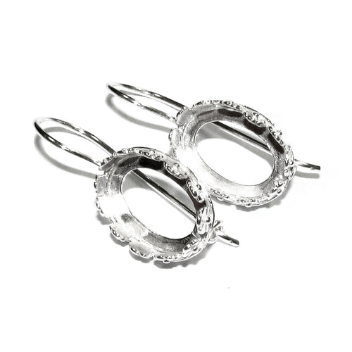 10x14 mm size 925 sterling silver blank earrings with bezel cup, Jewelry making, bezel cup, Setting, 925 Sterling silver - 1 pair (2 pieces)