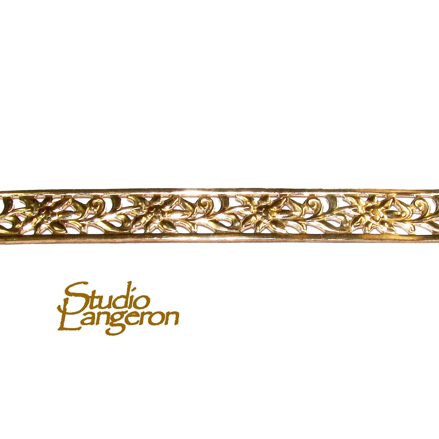 14K Yellow Gold filled Gallery wire, Bezel wire, Gallery ribbon, Gallery pattern, Jewelry making, Gold Filled Setting - 4 inch (10 cm)