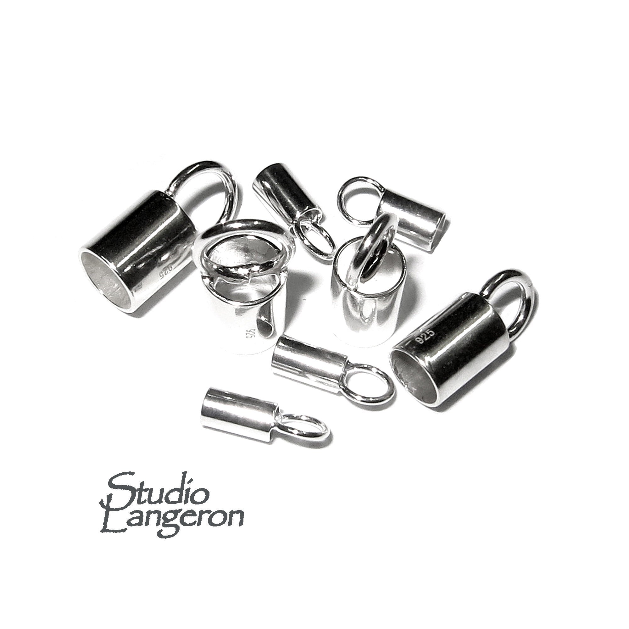 925 sterling silver Tube End Caps size 0.85-8.0 mm, silver end cap, end cap, Jewelry making, tube end caps, 925 silver - 1 pair (2 piece)
