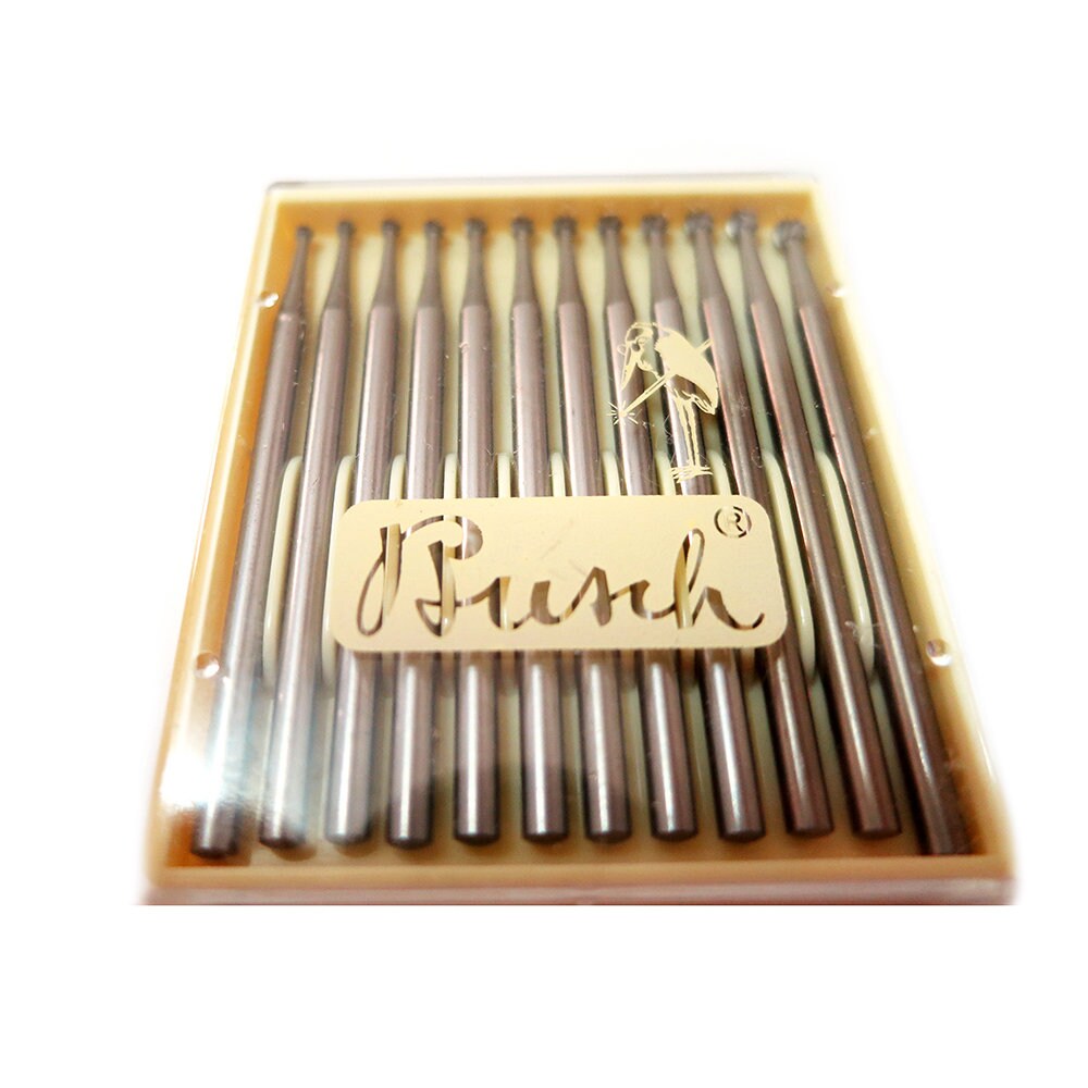Set Busch Round Ball Bur 2.35 mm shank Pack of 12, size 015 - 026, Busch 01, Jewelry burs, Busch burs, Jewelry tools - 1 pack (12 pieces)