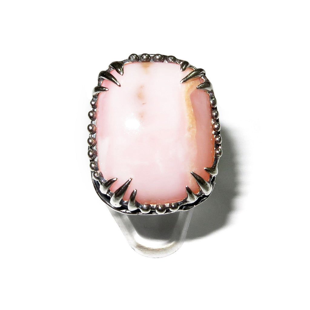 Statement Natural Peruvian pink opal ring 925 sterling silver size 8, Handmade ring, single copy, sterling silver, Pink opal, silver ring