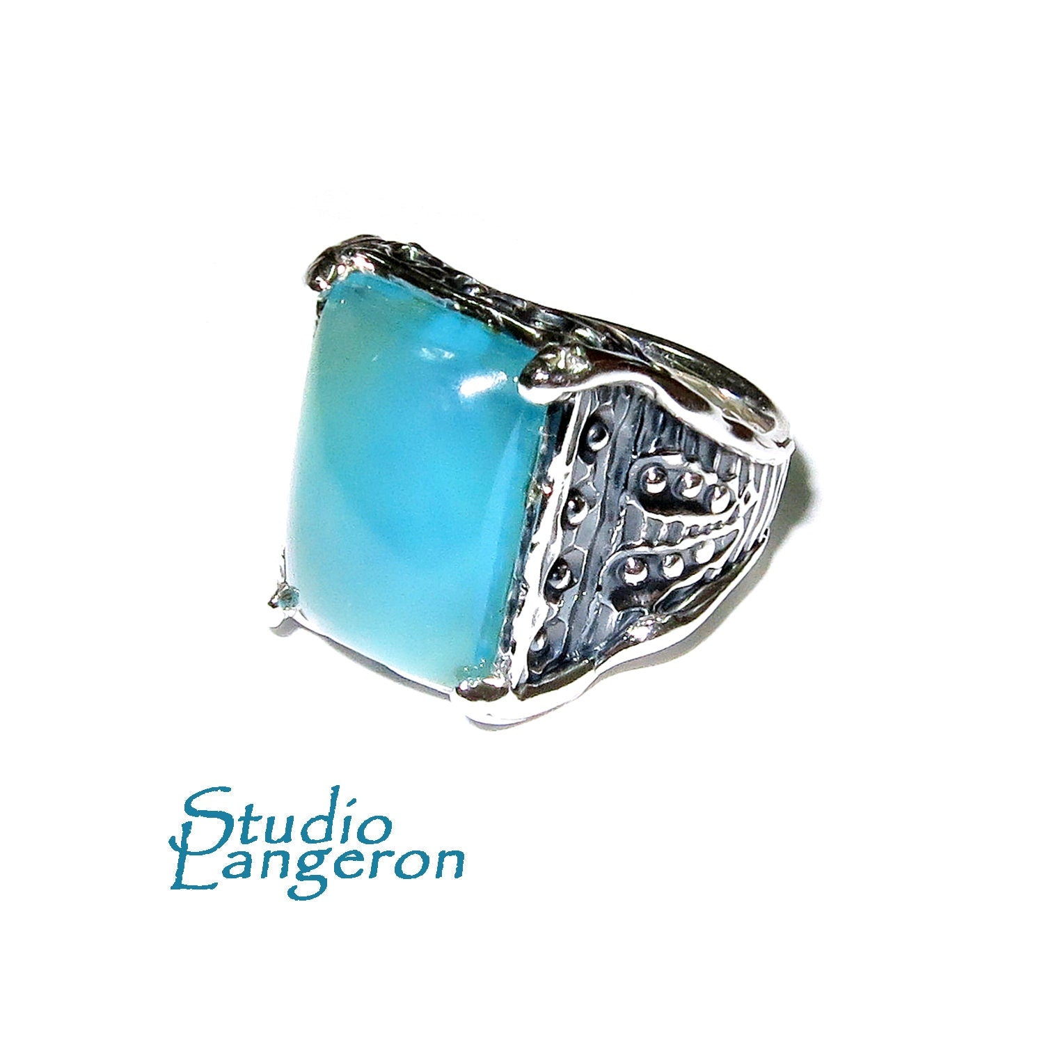 Blue chalcedony ring 925 sterling silver, size 5, Handmade ring, single copy, 925 sterling silver, Blue chalcedony, silver ring, gemstone