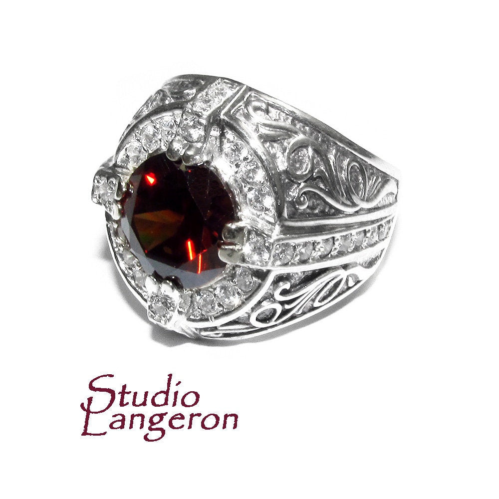Statement Garnet ring 925 sterling silver size 9, Handmade ring, single copy, sterling silver, Garnet ring,  silver ring, red gemstone