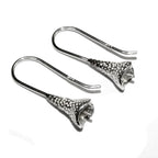 925 Sterling Silver Pearl Small Ear Wire Mounting, Jewelry making, Earring components, Base earrings, blank earrings - 1 pair (2 pieces)