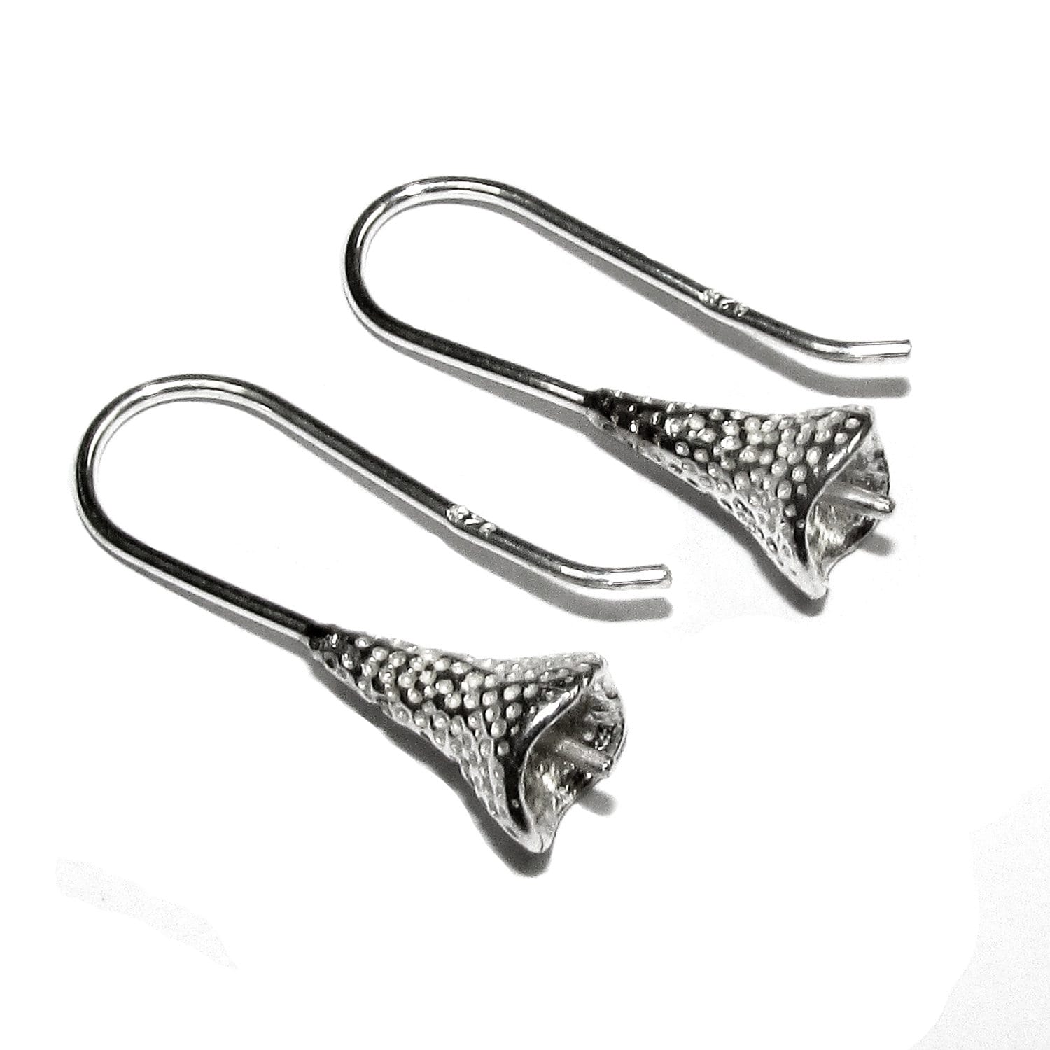925 Sterling Silver Pearl Small Ear Wire Mounting, Jewelry making, Earring components, Base earrings, blank earrings - 1 pair (2 pieces)