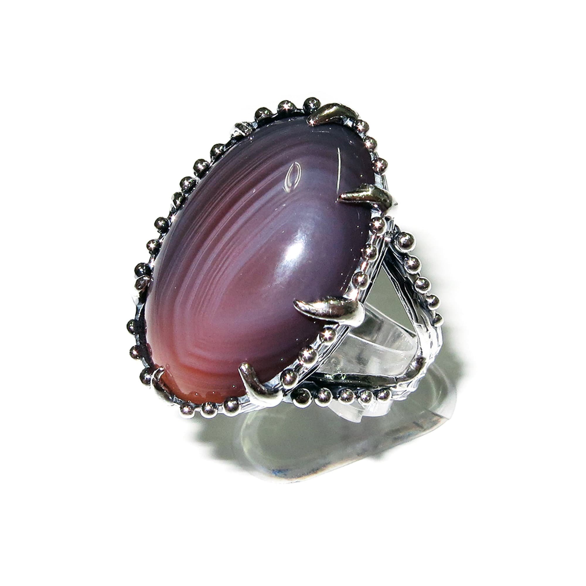 Statement Agate ring 925 sterling silver size 8 1/2, handmade ring, Botswana Agate, single copy, Agate, silver ring, gemstone - 1 piece
