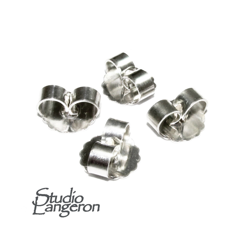 925 Sterling silver Friction Ear Nuts size 9 mm, Butterfly Earring Backs, Jewelry making, Earring Findings, Sterling silver backs - 1 pair