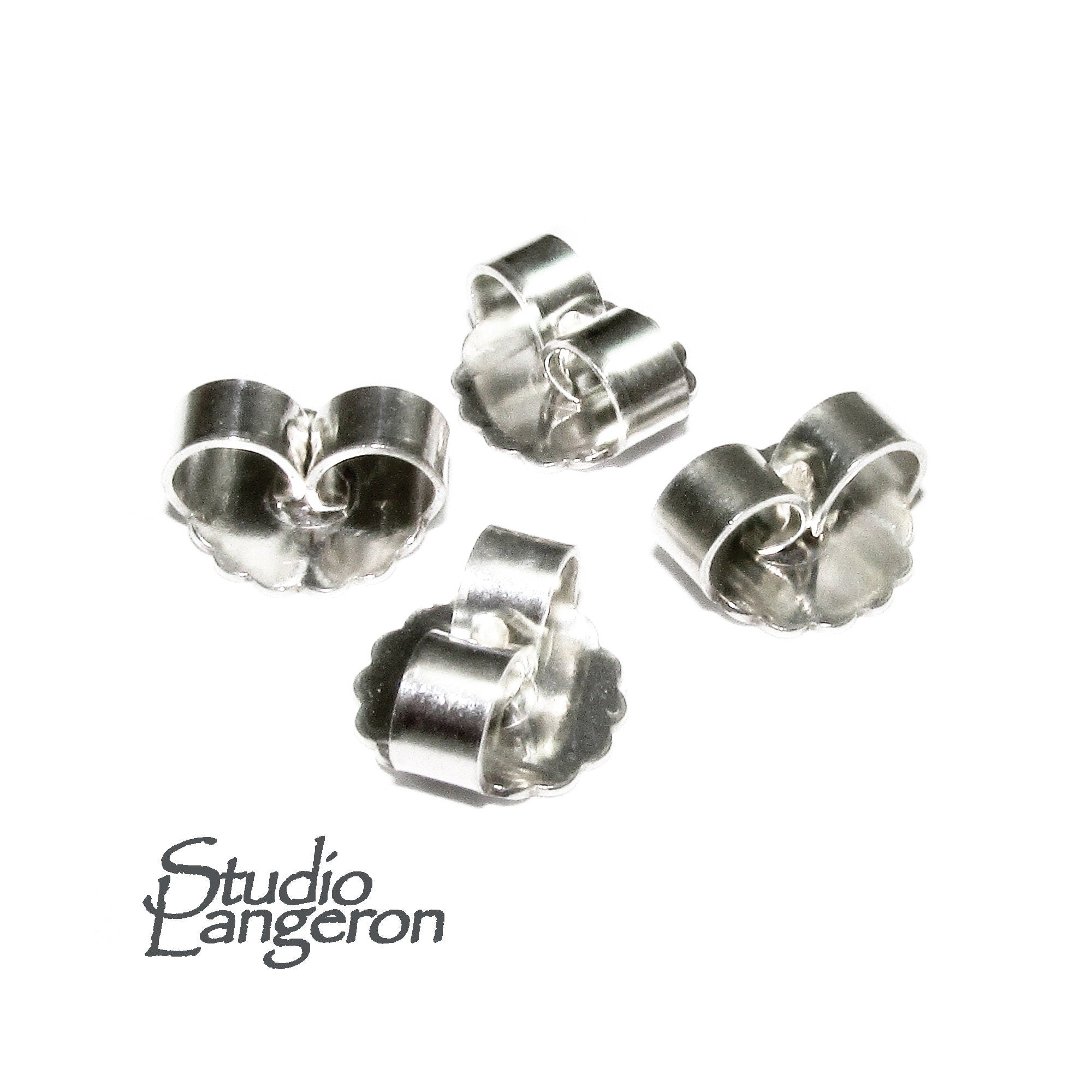 925 Sterling silver Friction Ear Nuts size 9 mm, Butterfly Earring Backs, Jewelry making, Earring Findings, Sterling silver backs - 1 pair