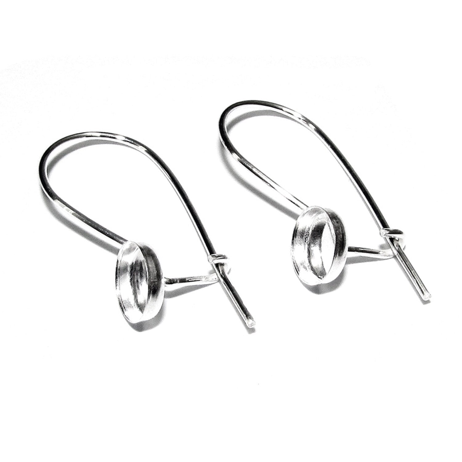6 mm 925 sterling silver blank earrings with bezel cup, Jewelry making, Setting, bezel cup, base earrings, 925 silver - 1 pair (2 piece)