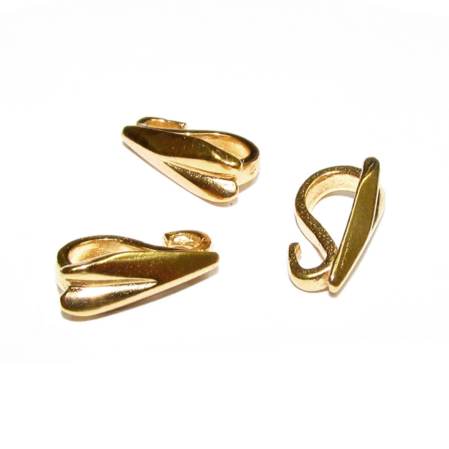 14K Yellow Gold Filled Teardrop Heart Bails with Hidden Loop sizes 10.0х3.5 mm - 1 piece