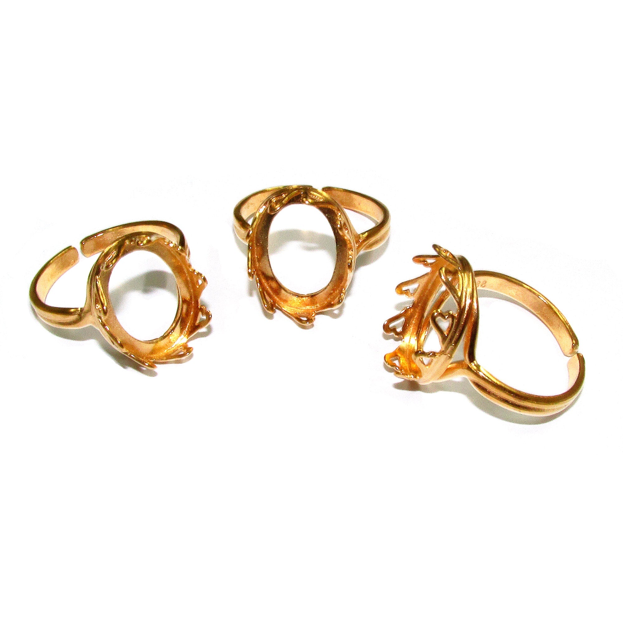 14K Yellow gold filled open blank ring with bezel cup 12x16 mm, base ring, bezel cup, jewelry making, ring gold filled - 1 piece