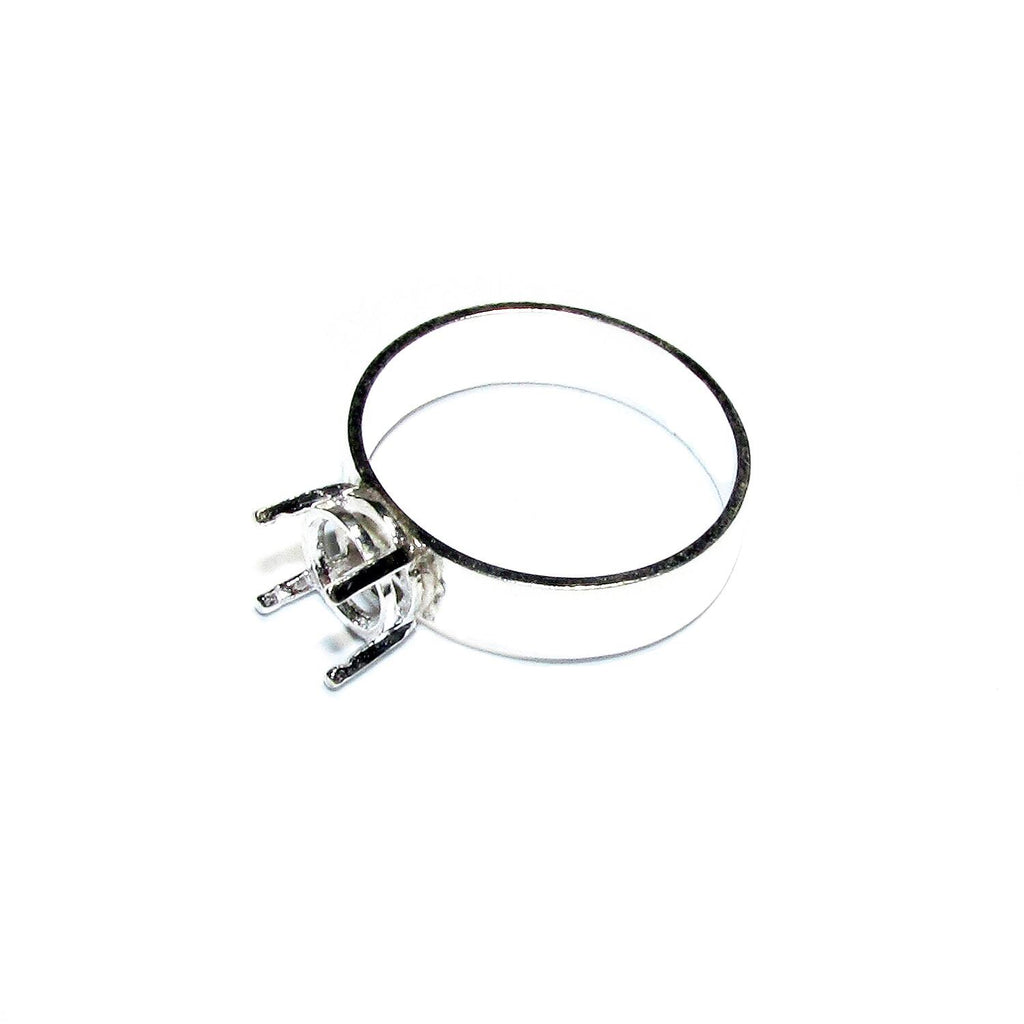 925 sterling silver blank ring with 4-prong setting 7 mm size 4-11, silver ring, Jewelry making, base ring, Setting, Prong setting - 1 piece