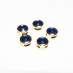 14K yellow gold filled decorative round beads with blue topaz size 5.4x3.2 mm, Jewelry making, Gold filled beads, Blue topaz - 1 piece