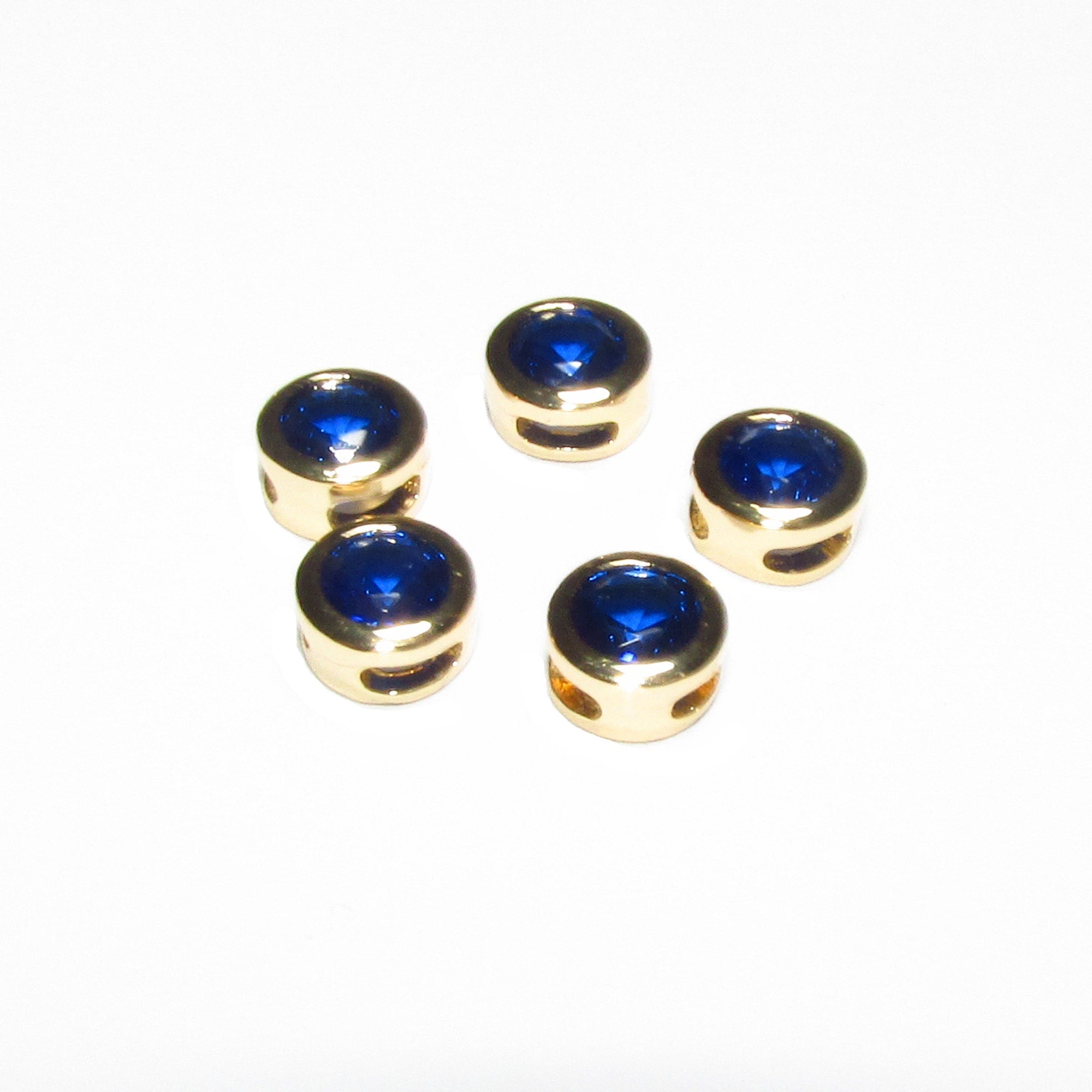 14K yellow gold filled decorative round beads with blue topaz size 5.4x3.2 mm, Jewelry making, Gold filled beads, Blue topaz - 1 piece
