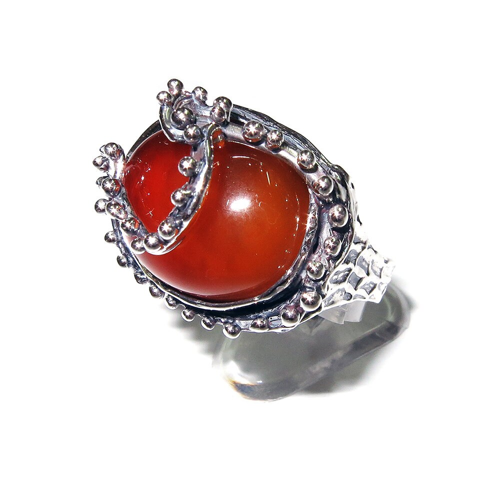 Statement Natural opal ring 925 sterling silver size 9, Handmade ring, single copy, sterling silver, Orange opal, silver ring, gemstone
