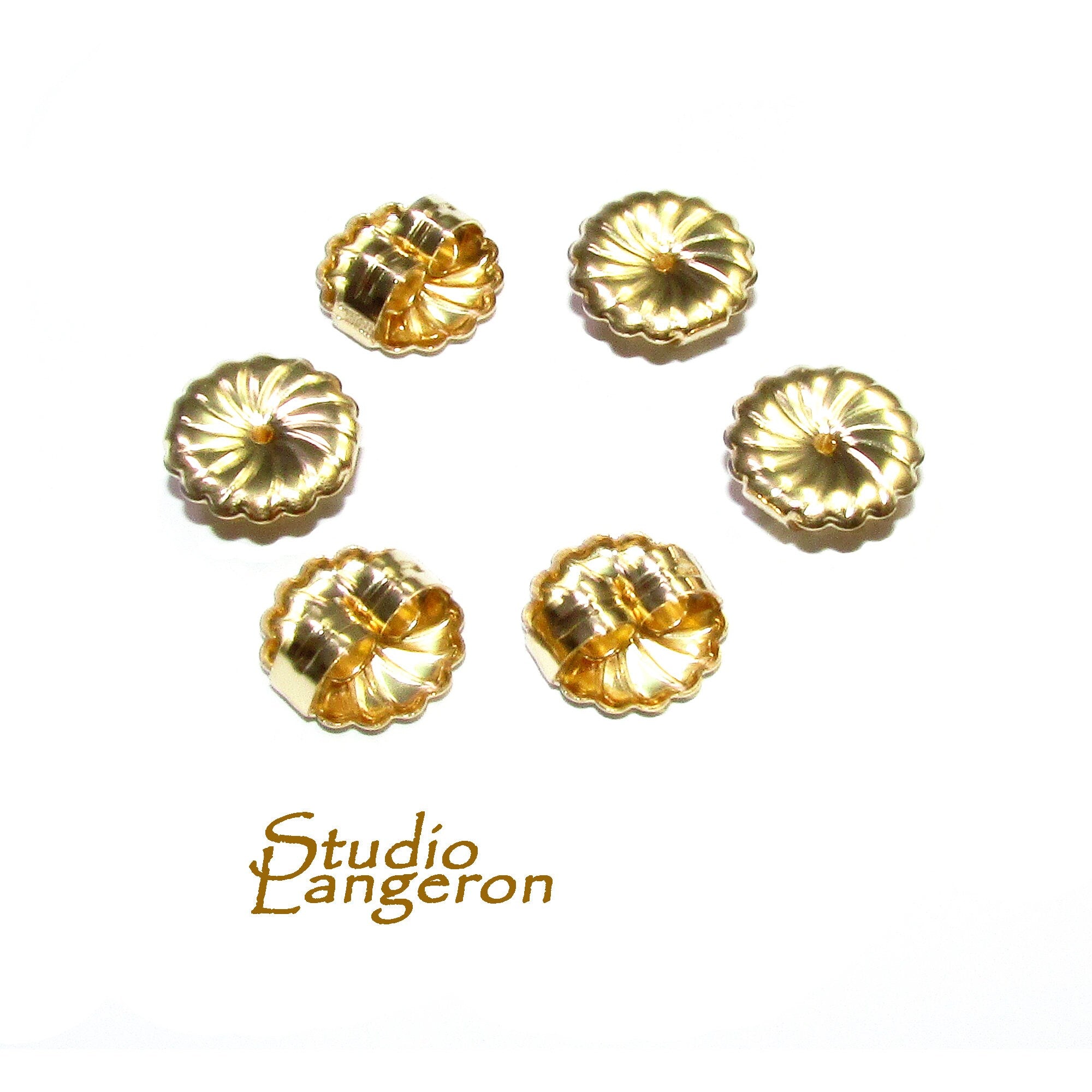 14K Gold Filled Friction Large Ear Nuts, Butterfly Earring Backs, Earring components, Jewelry making, Yellow gold filled - 1 pair (2 pieces)