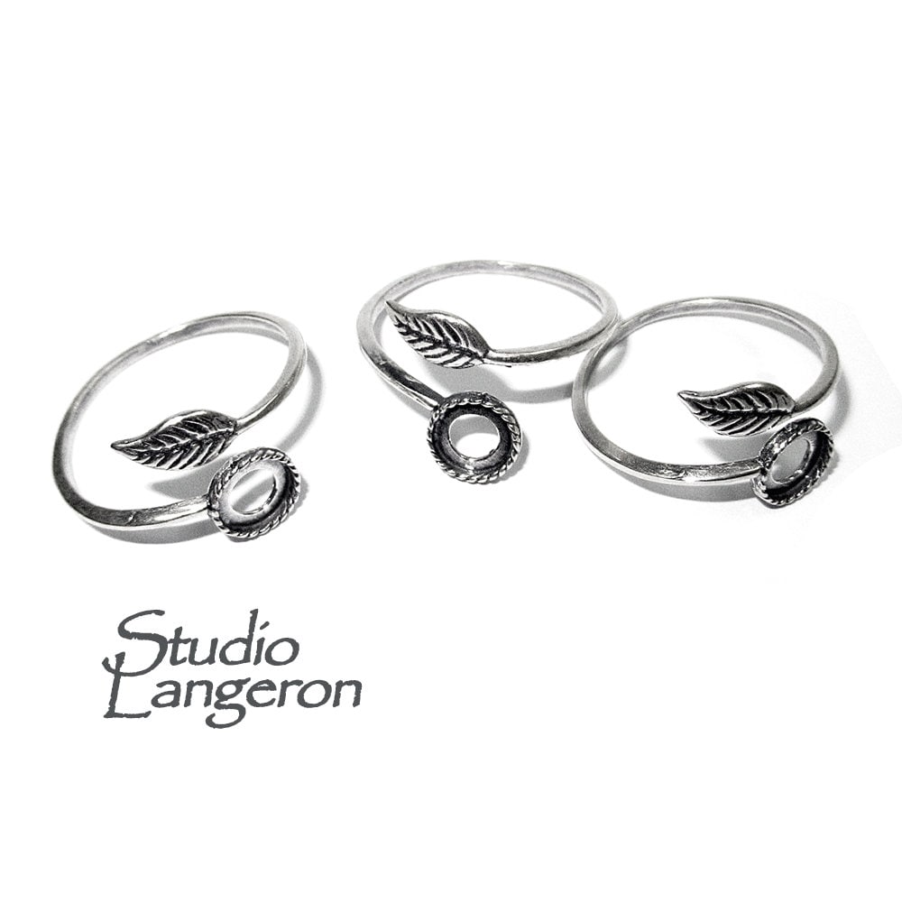925 sterling silver open blank ring with bezel cup 6 mm, silver ring, base ring, Jewelry making, ring mounting, sterling silver - 1 piece