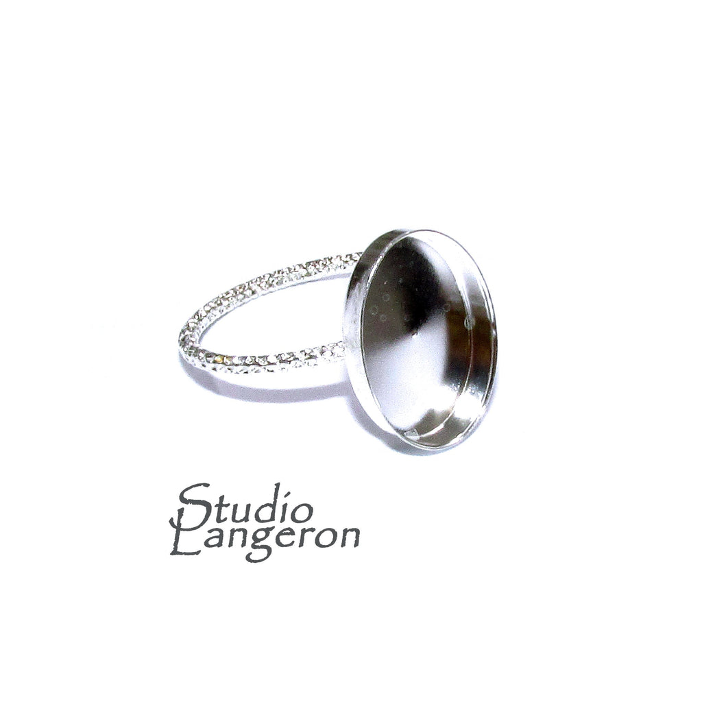 925 Sterling silver blank ring with bezel cup 10x14 mm size 4 - 11, Jewelry making, bezel cup, base ring, Mounting - 1 piece