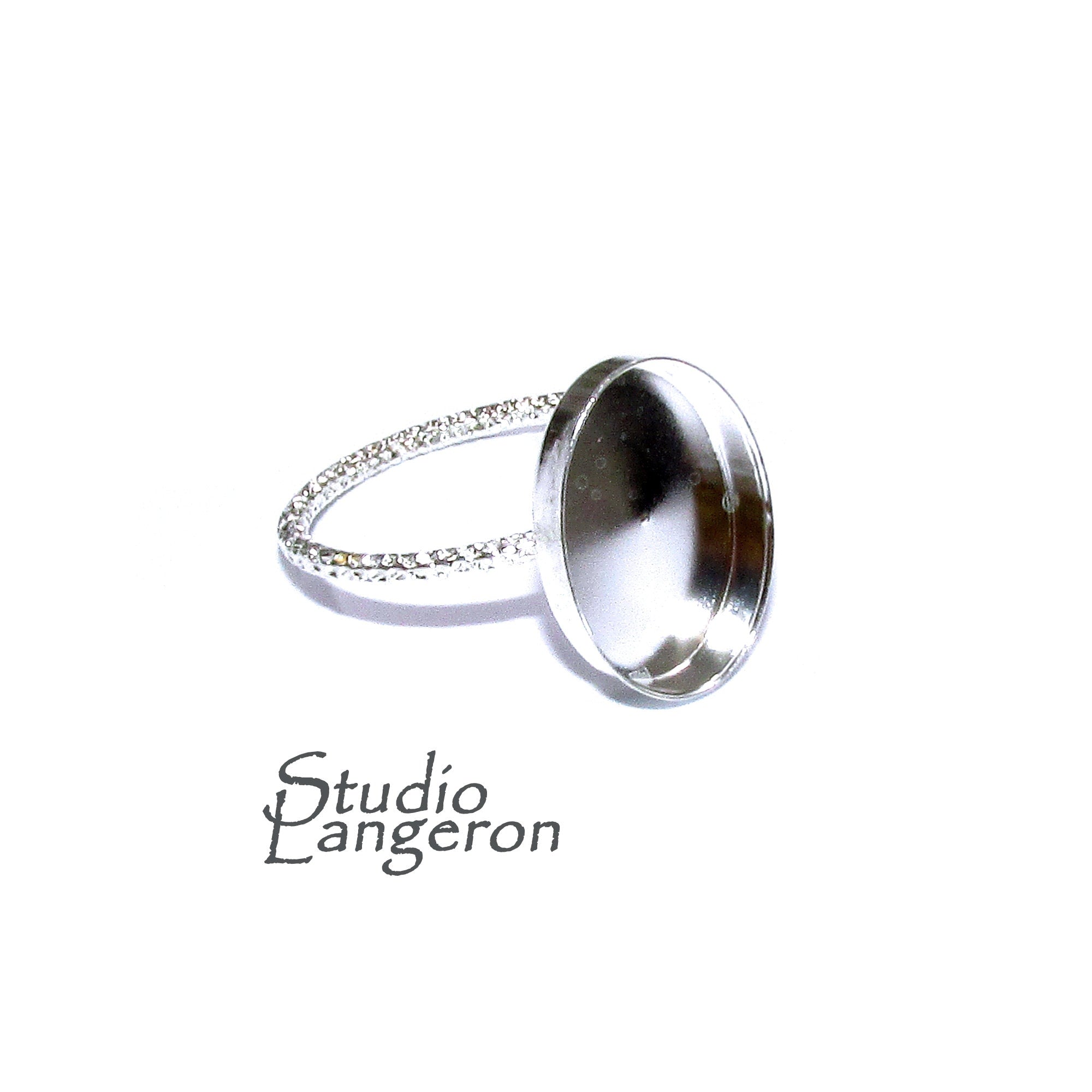 925 Sterling silver blank ring with bezel cup 10x14 mm size 4 - 11, Jewelry making, bezel cup, base ring, Mounting - 1 piece
