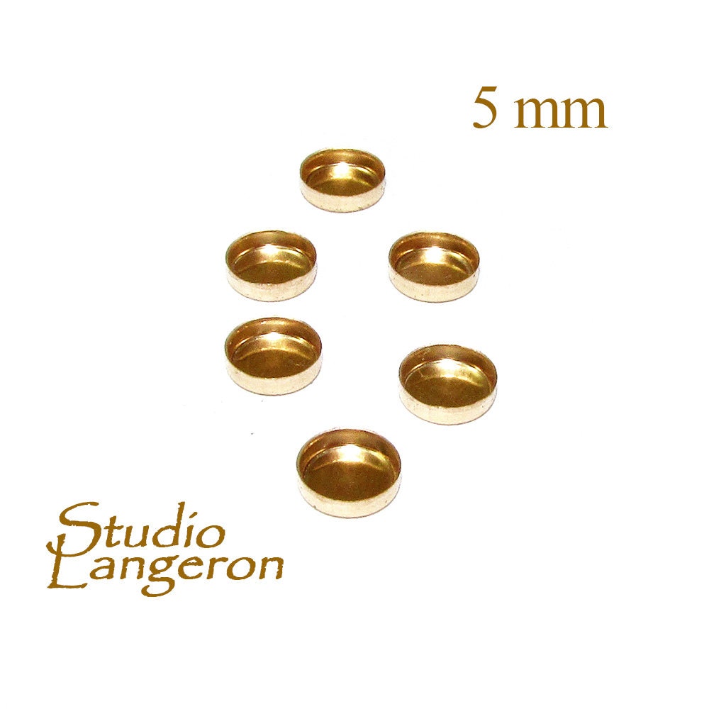 10 pcs size 5.0 mm 14K Yellow gold filled Round Bezel Cup, Bezel cup, Gold Filled bezel cup, Round bezel cups, Jewelry making, Setting