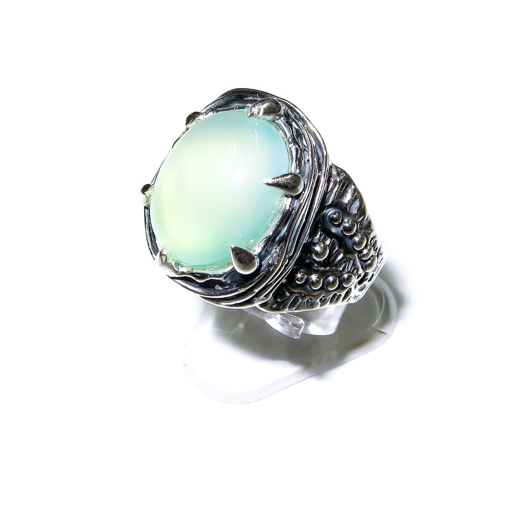 Statement Chalcedony ring 925 sterling silver size 6 1/2, Handmade ring, single copy, 925 sterling silver, Natural Chalcedony, gemstone